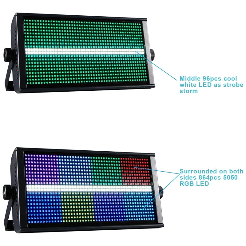 Kinusdjs LED Strobe RGBW LEDs 8+8 Segment Strobe Flash Light Professional DJ Disco Party Club KTV Concert Stage Lighting
