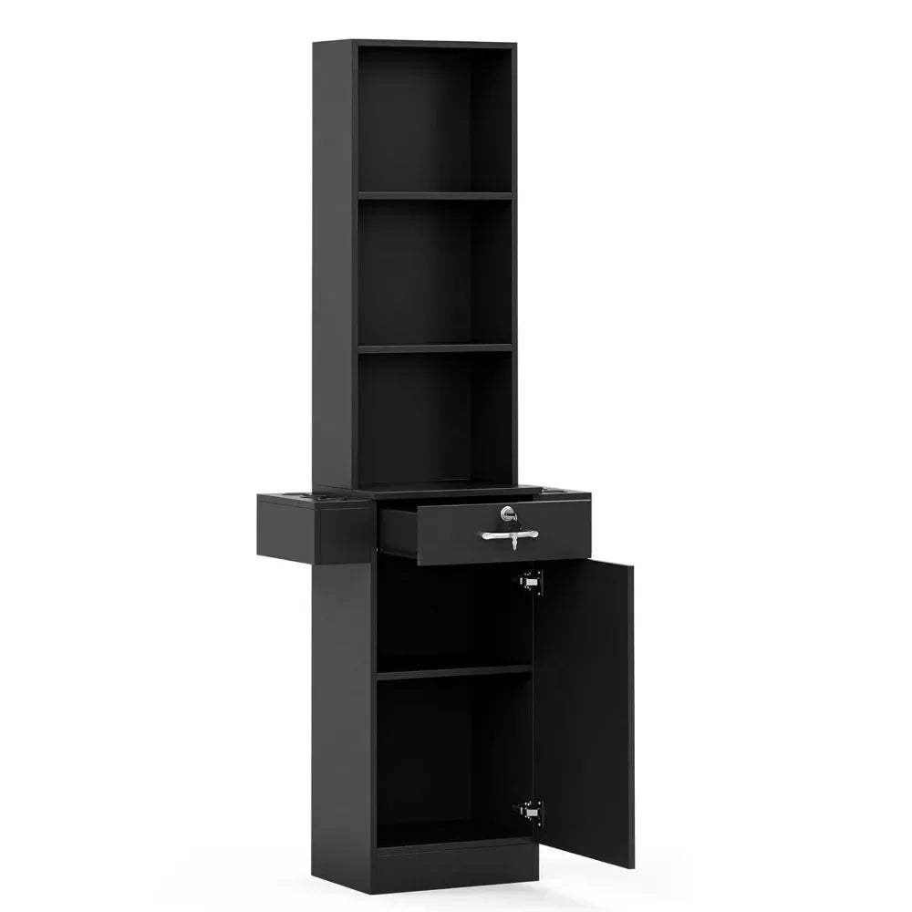 Wall Mount Salon Storage Station, Barber Stations Hair Salon Station, Beauty Salon Spa Equipment, Salon Trolley for Hair Styling