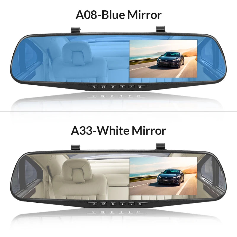 E-ACE Dash Cam 4.3 Inches Car DVR Rearview Mirror Recorder