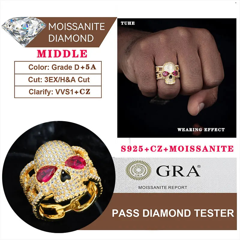 Mouth Rings Silver Moissanite For Men Jewelry