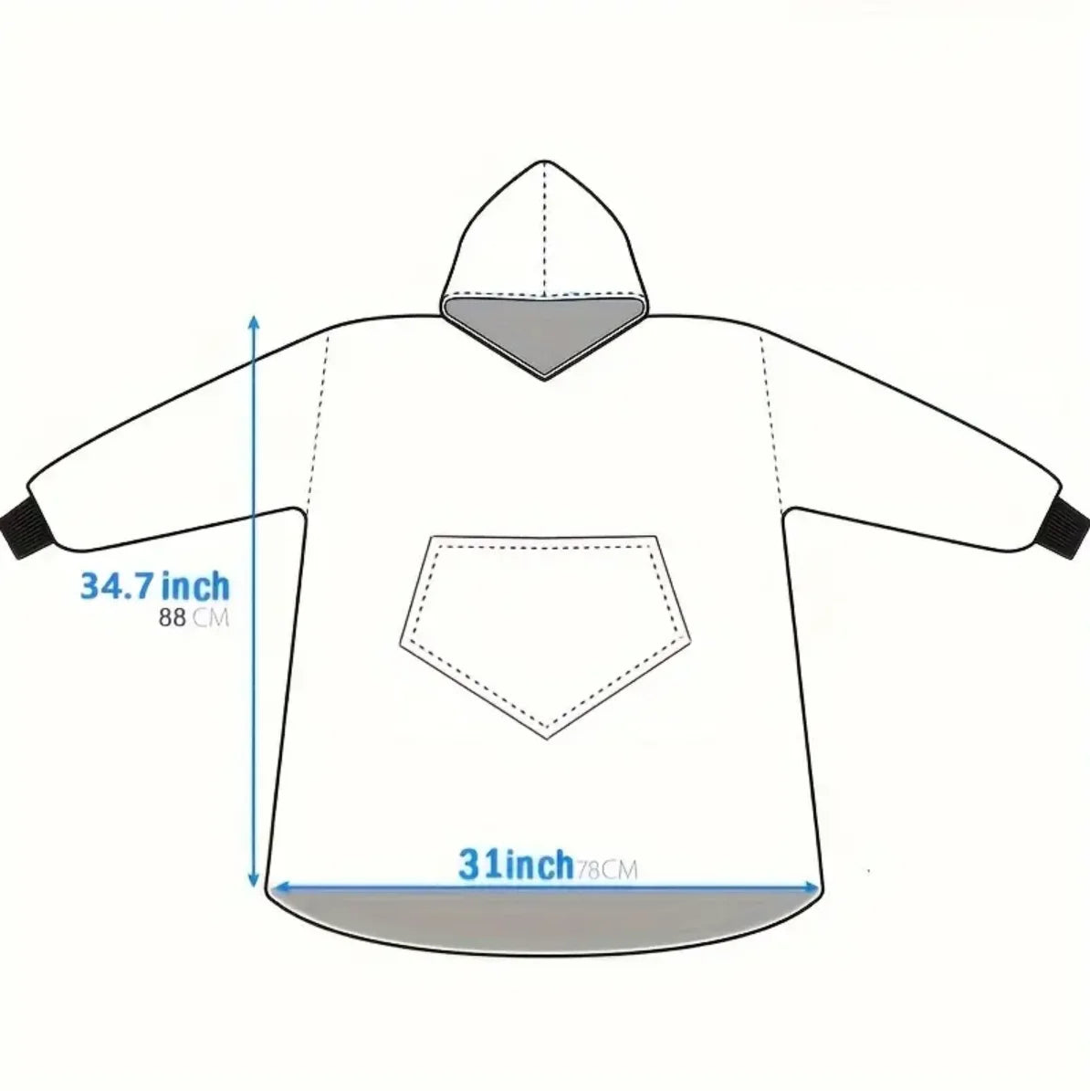 Reversible Oversized Hoodie Blanket Sherpa Fleece Sweatshirt