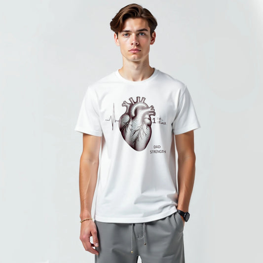 Men's Vintage Washed T-shirt Harajuku Classic Beating Heart Printed Short Sleeve 250G Cotton 2024 Summer Round Neck Top