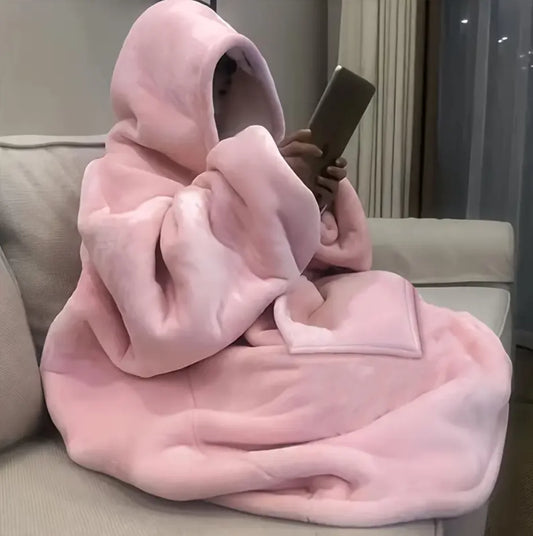 Reversible Oversized Hoodie Blanket Sherpa Fleece Sweatshirt