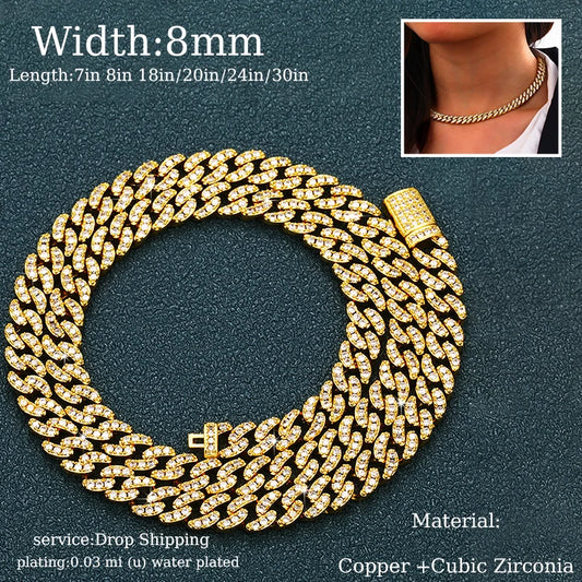 Full Cuban Chain Bling Necklaces Jewelry