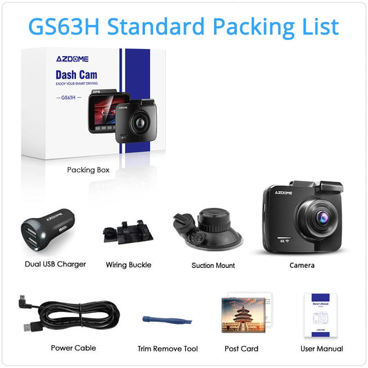 AZDOME Dash Cam GS63H 4K HD Car Camera with GPS Wi-Fi