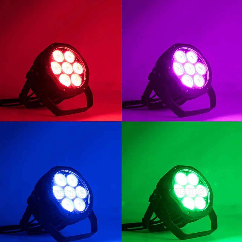 SHEHDS Waterproof LED Par7x18W 6in1 RGBWA+UV Light Outdoor IP65 DMX Effect Stage Professional DJ