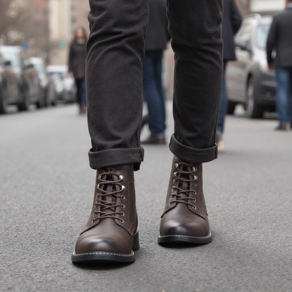 Hecrafted Men Ankle Boots Western Style Comfortable
