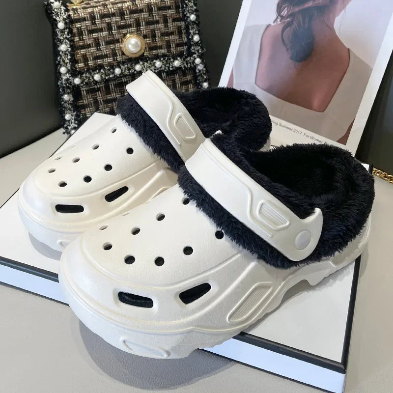 Women's winter slippers with plush cotton soft indoor non-slip shoes flat shoes family bedroom EVA slippers women's shoes