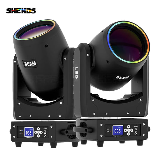 SHEHDS 2PCS 300W LED Moving Head With Flight Case DMX Beam Light With Ring For DJ Disco Wedding Stage Light Effect Professional