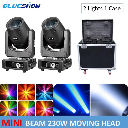 2pcs Mini Lyre 7r Beam 230W 7R Moving Head Light with flycase Stage Lighting Disco DJ Party Wedding