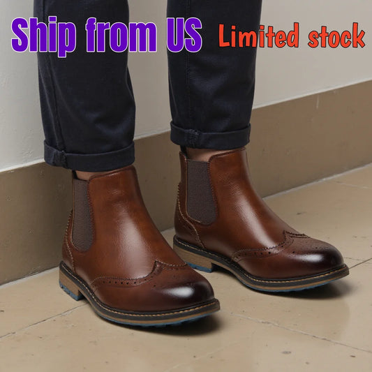 Zhejiang Classic Brogue Chelsea Boots For Men Leather