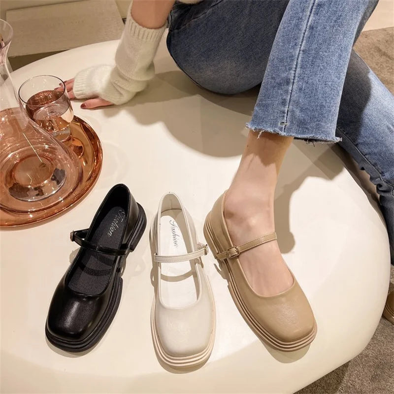 Oulylan Soft Soles Women Shoe Comfortable Thick Soled Leather Shoes Women Spring Autumn New 2024 British Style Shoes for Women