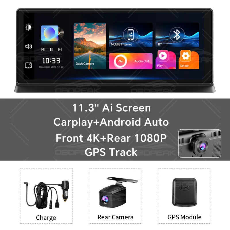 K2 Pro 11.3 Dash Cam 4K Car DVR Carplay Android Auto