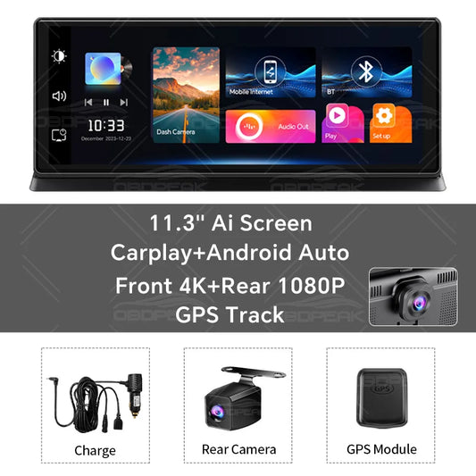 K2 Pro 11.3 Dash Cam 4K Car DVR Carplay Android Auto
