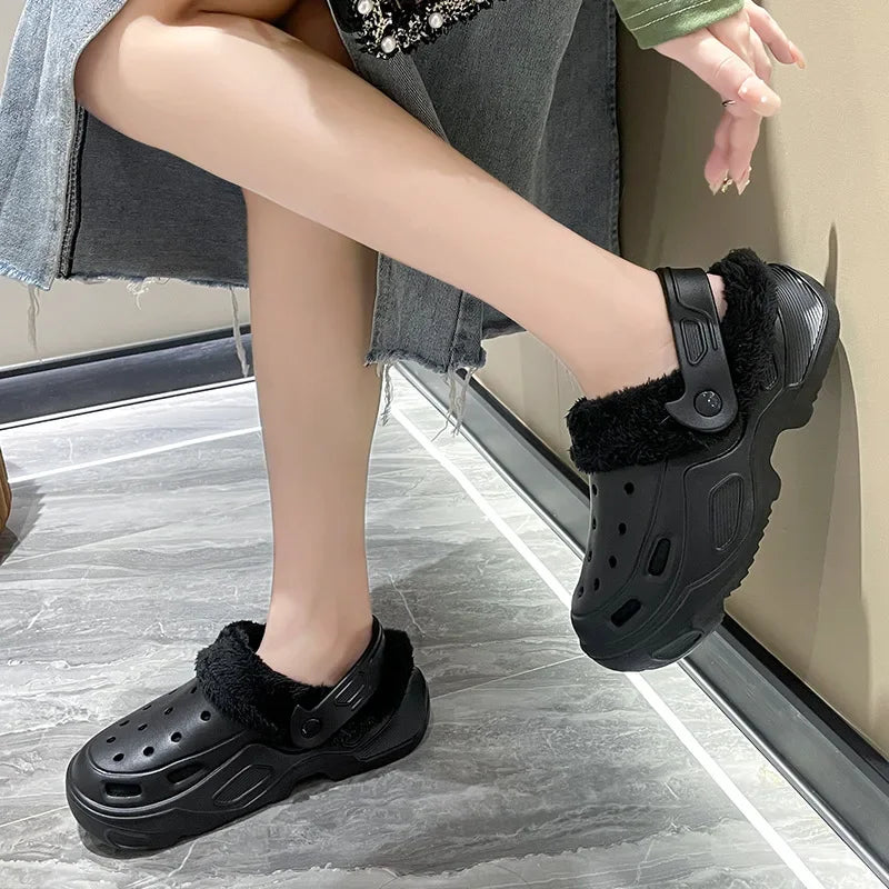 Women's winter slippers with plush cotton soft indoor non-slip shoes flat shoes family bedroom EVA slippers women's shoes