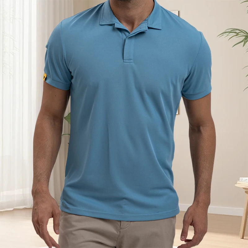 Men s Casual Short Sleeve Button Down Shirt with Turn-down Collar Solid Color Summer Top for Daily Wear and Outings