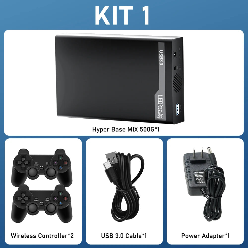 500G Retro Gaming HDD Console with 38200+ Games for XBOX/PS3/PS2/Switch/Wii/WiiU/DC/NES