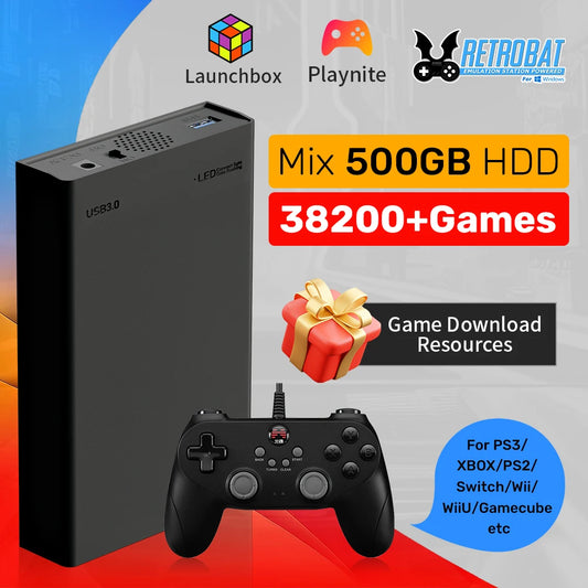 500GB Gaming HDD Retrobat & Launchbox Console with 38200+ Games