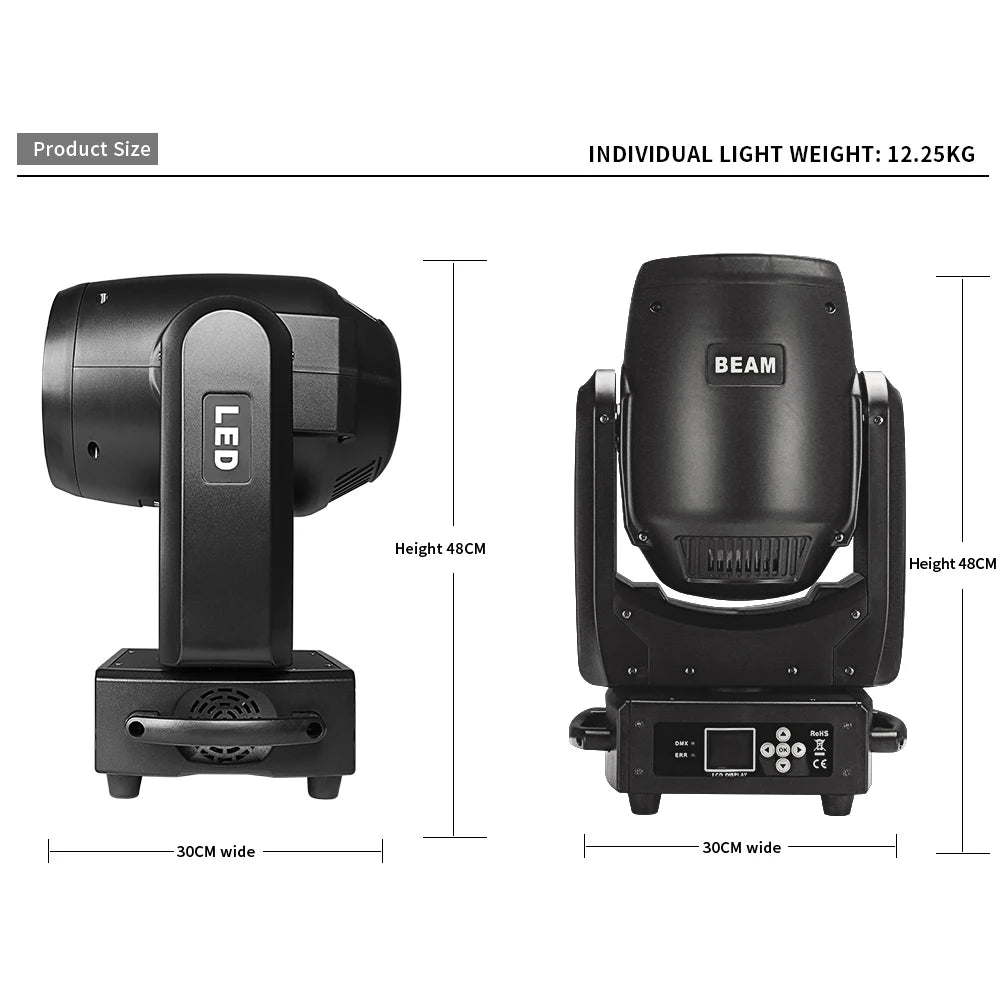 SHEHDS 2PCS 300W LED Moving Head With Flight Case DMX Beam Light With Ring For DJ Disco Wedding Stage Light Effect Professional