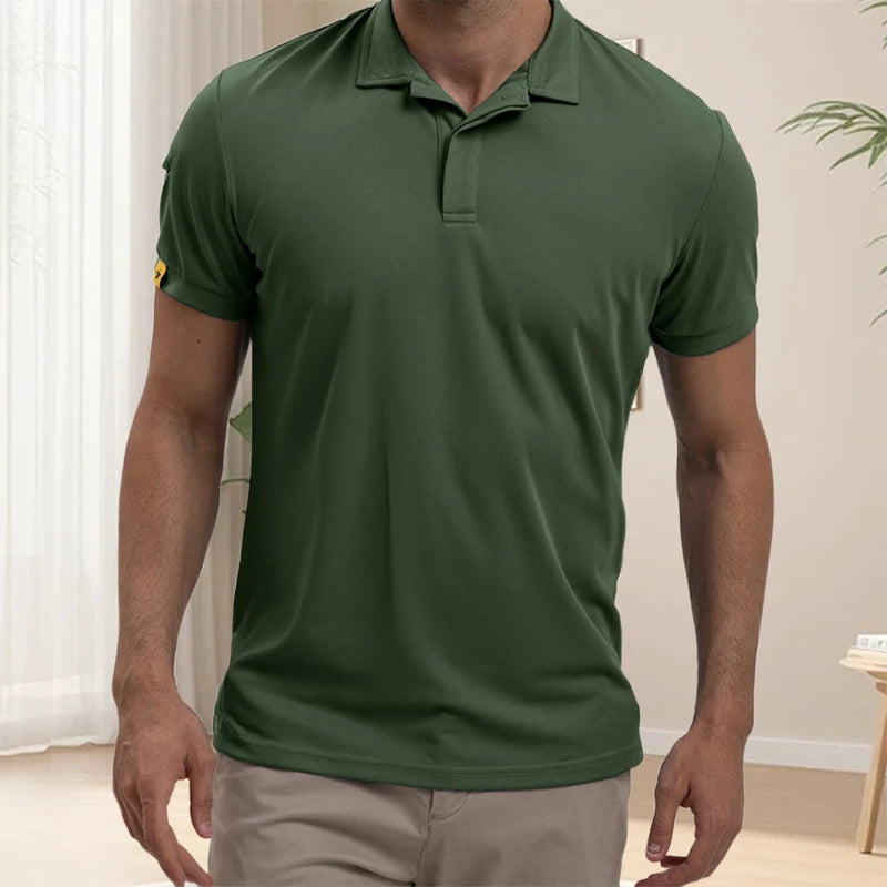 Men s Casual Short Sleeve Button Down Shirt with Turn-down Collar Solid Color Summer Top for Daily Wear and Outings