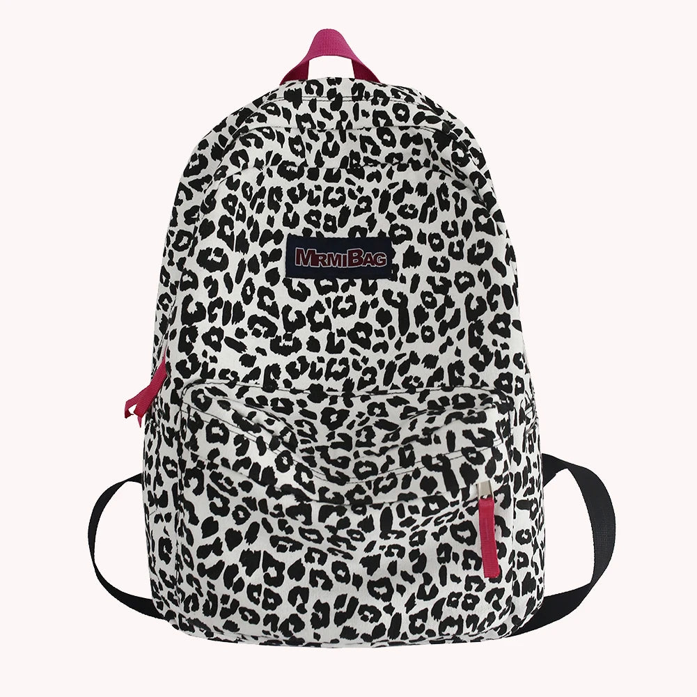 Women Canvas Zebra Cow Pattern Print Backpack Preppy Style Ladies Large Handbags Ladies Girl Backpack Preppy Style Travel Bag
