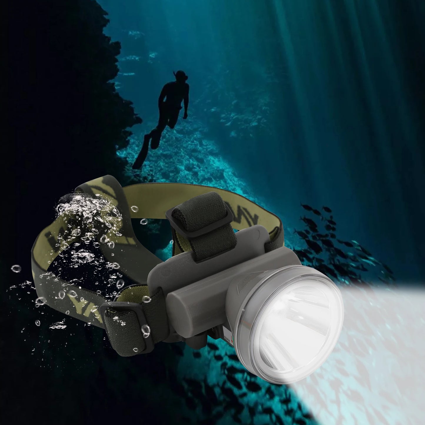 Diving Headlamp Portable IP65 Waterproof 2 Modes Adjustable Flashlight Torch White Light 90° Lighting Adjustable Range W/Battery