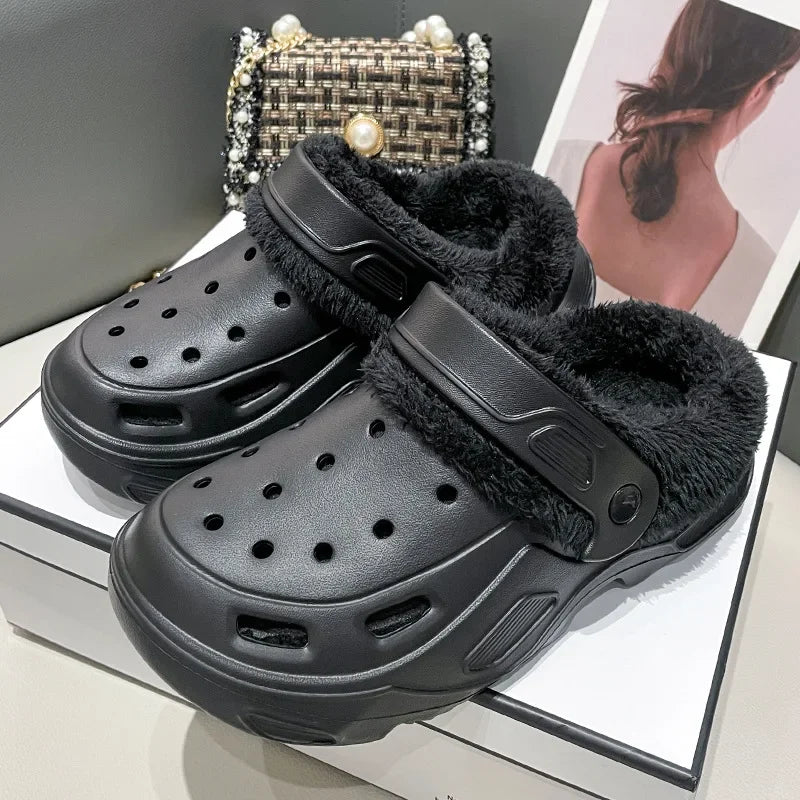 Women's winter slippers with plush cotton soft indoor non-slip shoes flat shoes family bedroom EVA slippers women's shoes