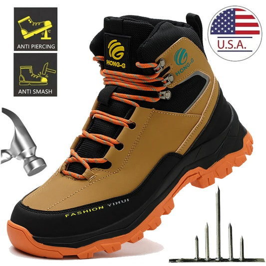Kankeirr Safety Shoes Men Steel Toe Work Boots Durable