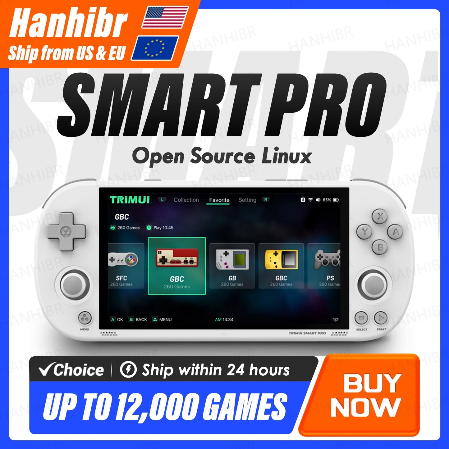 Trimui Smart Pro Handheld Game Console with 4.96 IPS Screen