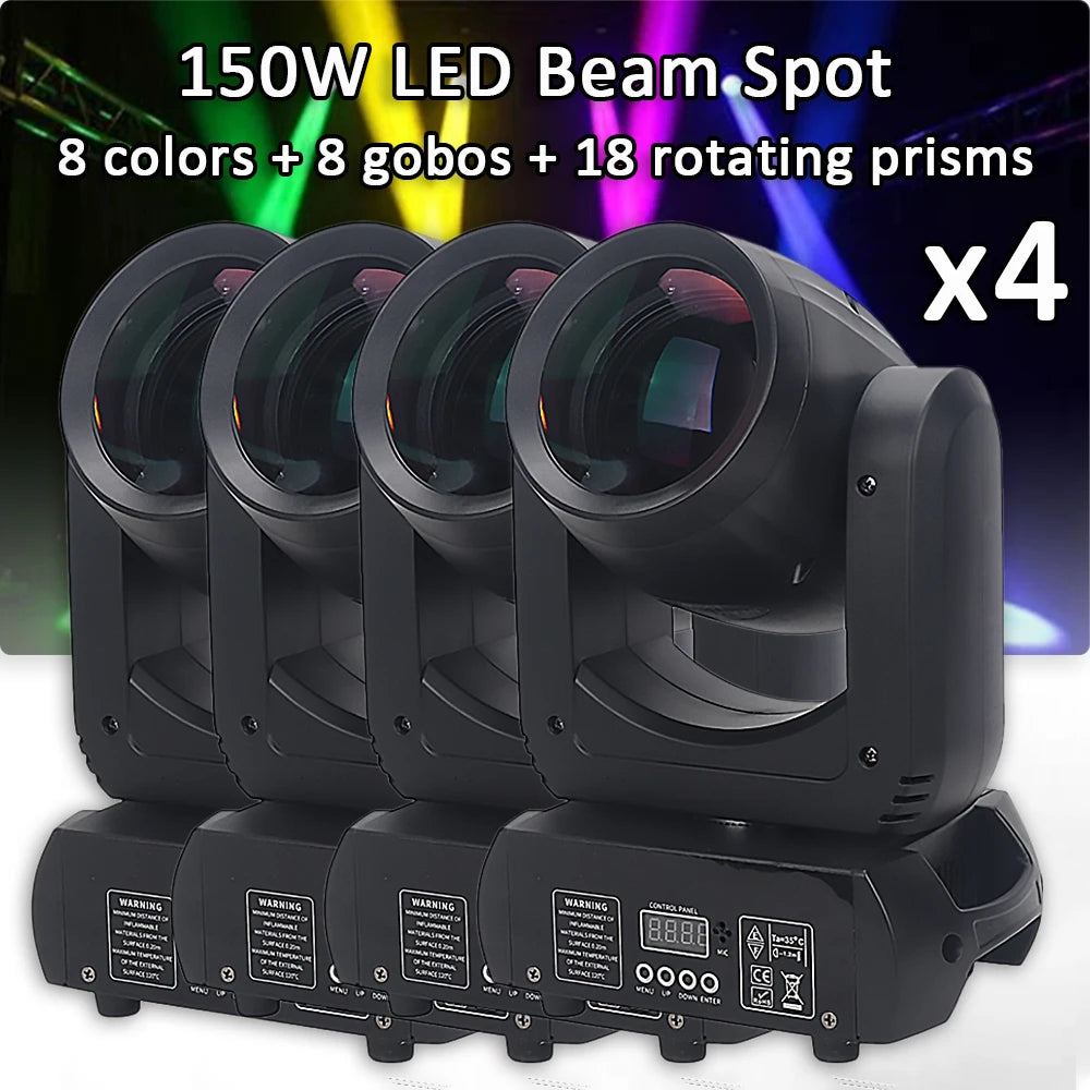 4Pcs/Lot 150W Beam Moving Head Sharpy High Bright Big Spot Jia Mi Ji Lens Projector Lighting For Party DJ Club Wedding Holiday