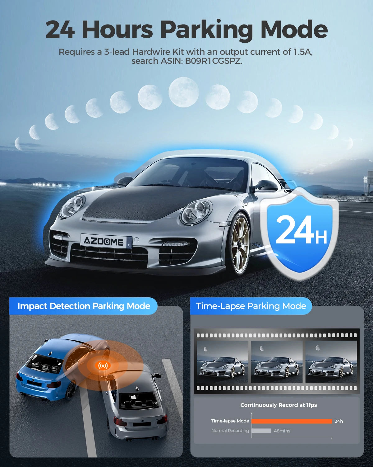 AZDOME Dash Cam GS63H 4K HD Car Camera with GPS Wi-Fi