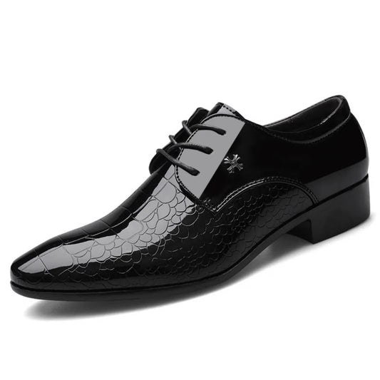 Closure Cracked Stripe Derby Shoes Mens Formal Oxford