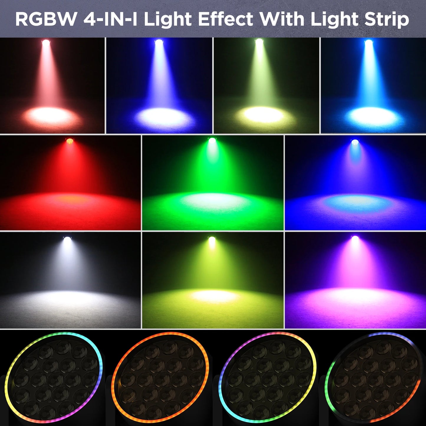 Somspot RGBW LED Moving Head Light Beam Focusing Light Dyeing Projection Light DMX512 Stage Light Effect for KTV Disco Bar Party