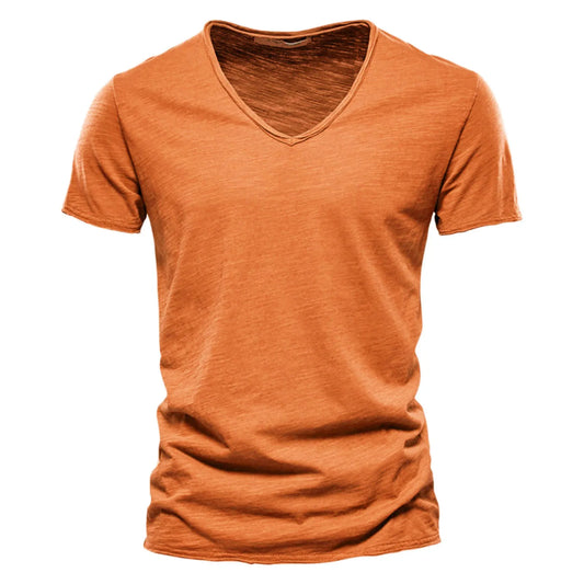 Men's Gym Sport Casual Fitness T-Shirts Solid Color Comfortable Breathable Short Sleeve V Neck Tees Top Summer Plus Size Clothes