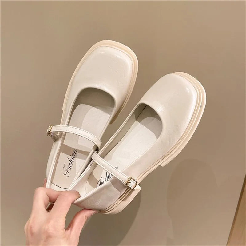 Oulylan Soft Soles Women Shoe Comfortable Thick Soled Leather Shoes Women Spring Autumn New 2024 British Style Shoes for Women