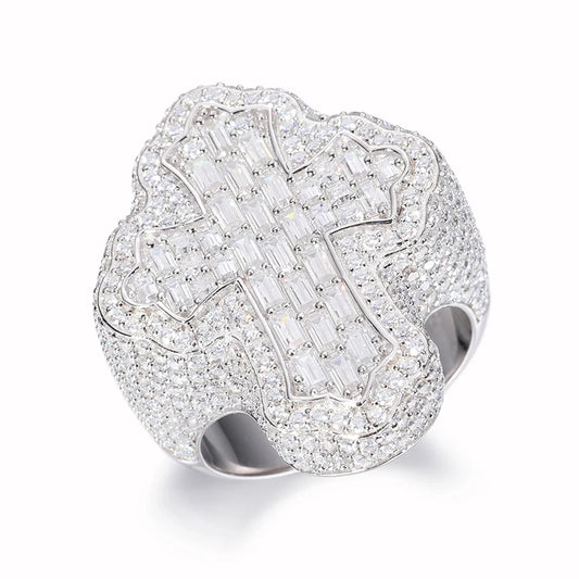 Moissanite Cross Rings S925 Silver Jewelry