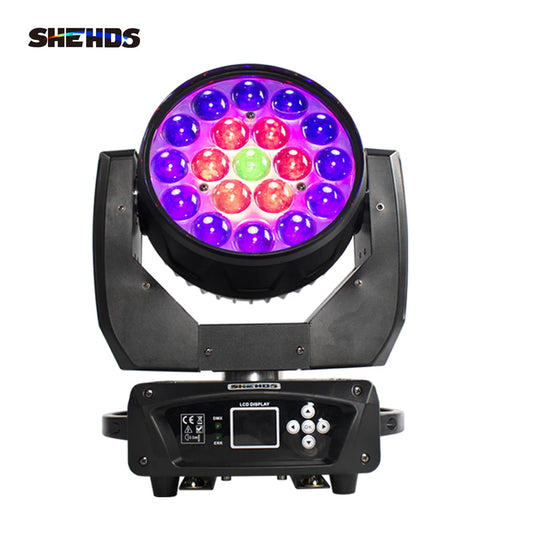 SHEHDS LED Beam+Wash 19x15W RGBW Zoom Lighting For Professional Stage Christmas Lights Audience Bars DJ&Disco