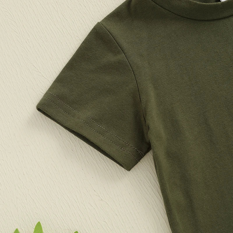 Boys Summer Outfit Sets with Short Sleeve O Neck Tops and Cute Duck Print Drawstring Shorts - Casual and Comfortable Summer