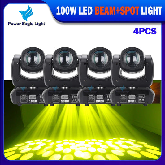 No Tax 4Pcs 100W LED Moving Head Beam Spot Stage Effect Lighting For DJ Disco Wedding Nightclube Party DMX Sound Professional