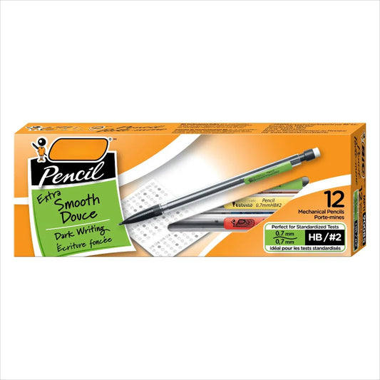 Xtra-Smooth Mechanical Pencils with Erasers, Medium Point 12-Count Pack, Bulk Mechanical Pencils for School or Office Supplies